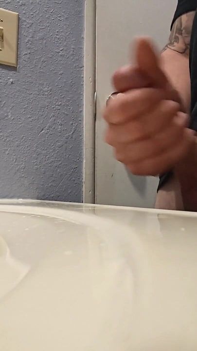 Bwc Masturbation in the Bathroom Cumshot in the Sink and Slow Motion Replay