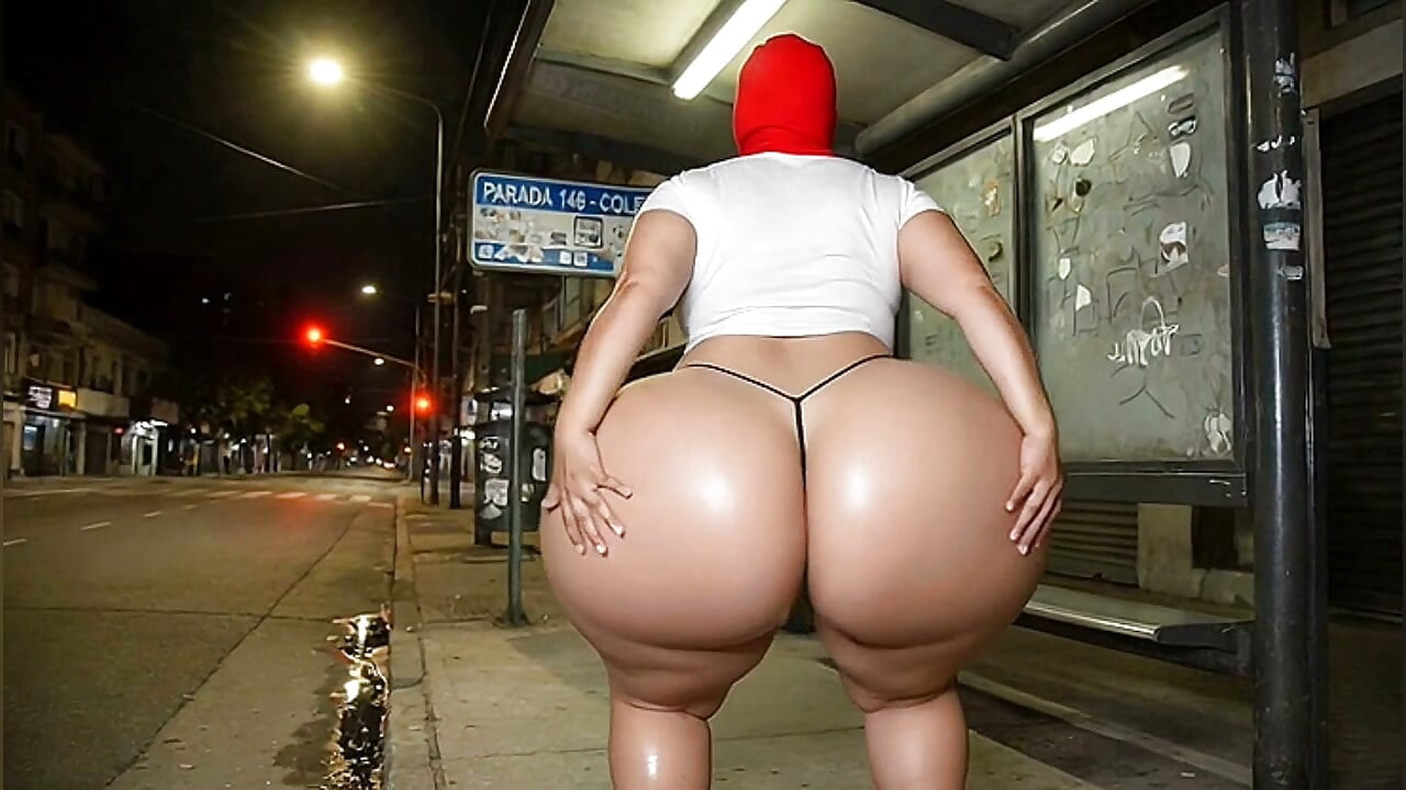 Big Ass Latina Waiting for the Bus in Tight Leggings