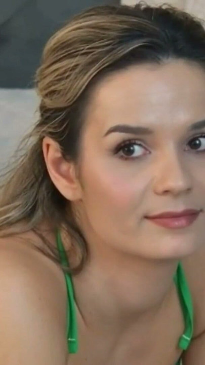 HelenWaldorf in a Green Bikini Just Teasing Around on the Bed | Clip 1