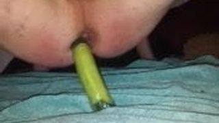 cucumber in ass and wank and cum