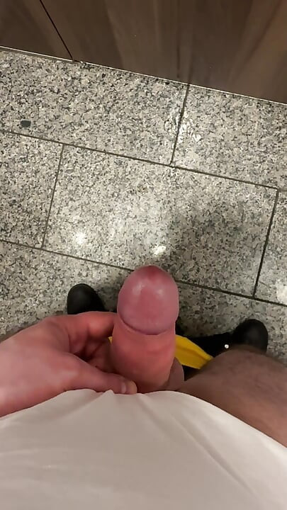 Cumming in shopping mall toilet