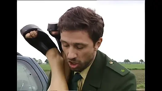 Policeman Has to Watch Her Piss on the Police Car