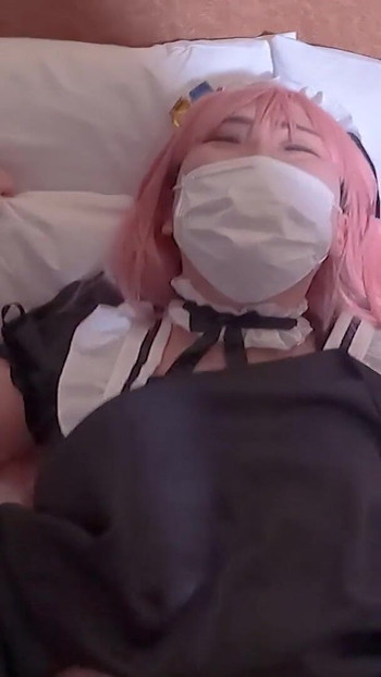 Valentain's Maid Cosplay Bocchi the Rock covered in fresh cream, POV Japanese Crossdresser ladyboy get fucked part.6 | Clip 3