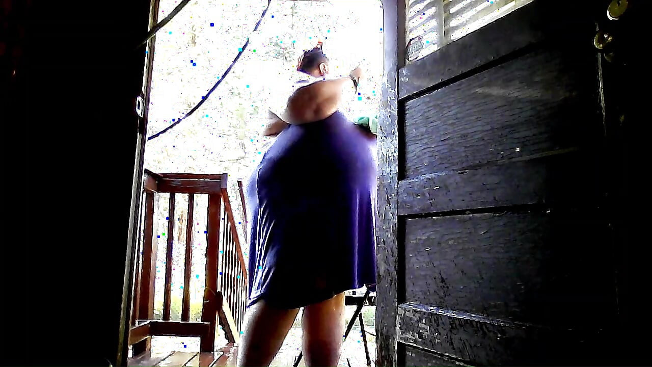 Showering in the water hose. pt 3