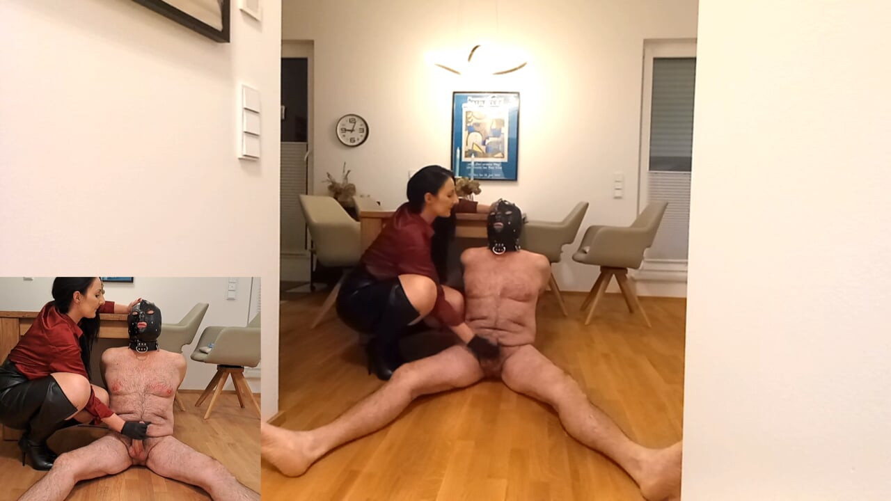 The balls crushed and jerked off
