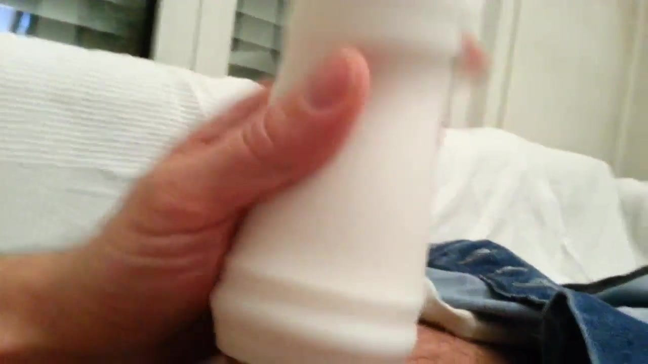 Uncut dick with toy