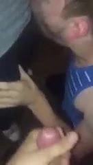 twink slave swalowing face cum blow job public