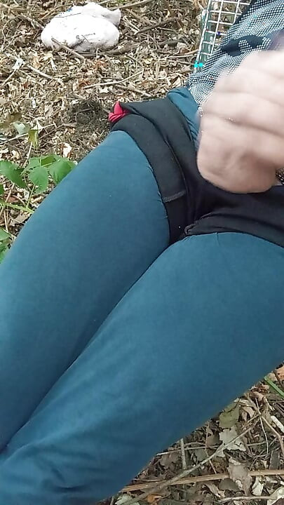 Wild jerking off at the edge of the forest, screaming with lust
