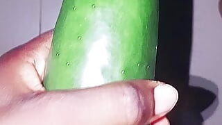 Black dick fuck a cucumber cum