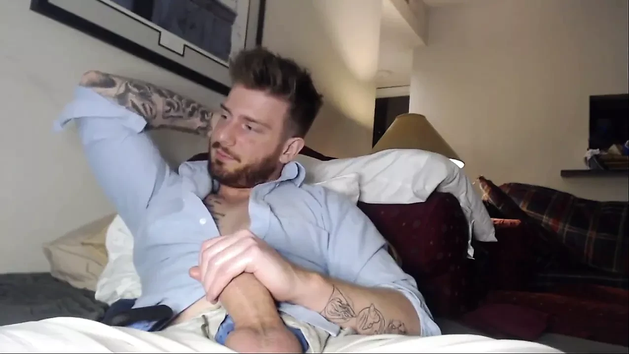 Straight man strokes his humongous hard cock on webcam