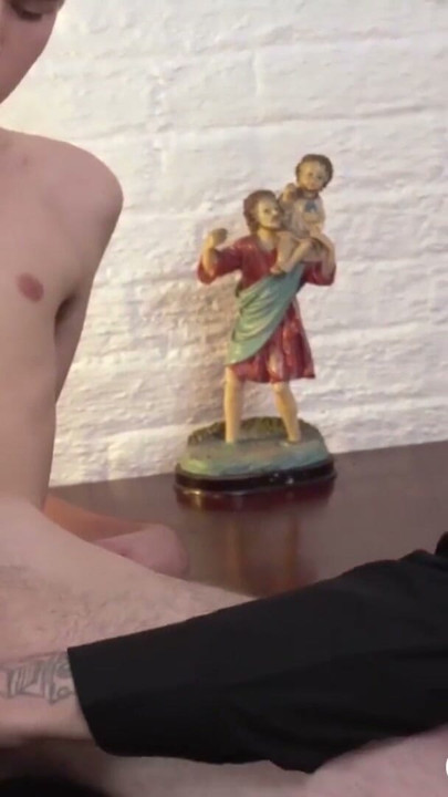 Young catholic jerks off while daddy drills him with toys | Clip 2