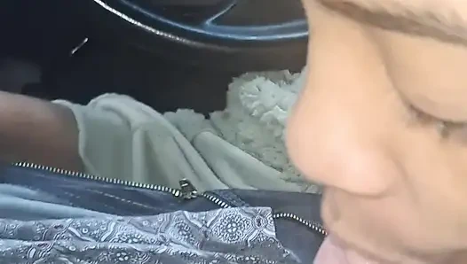 Petite Ebony Teen Blowjob in Car