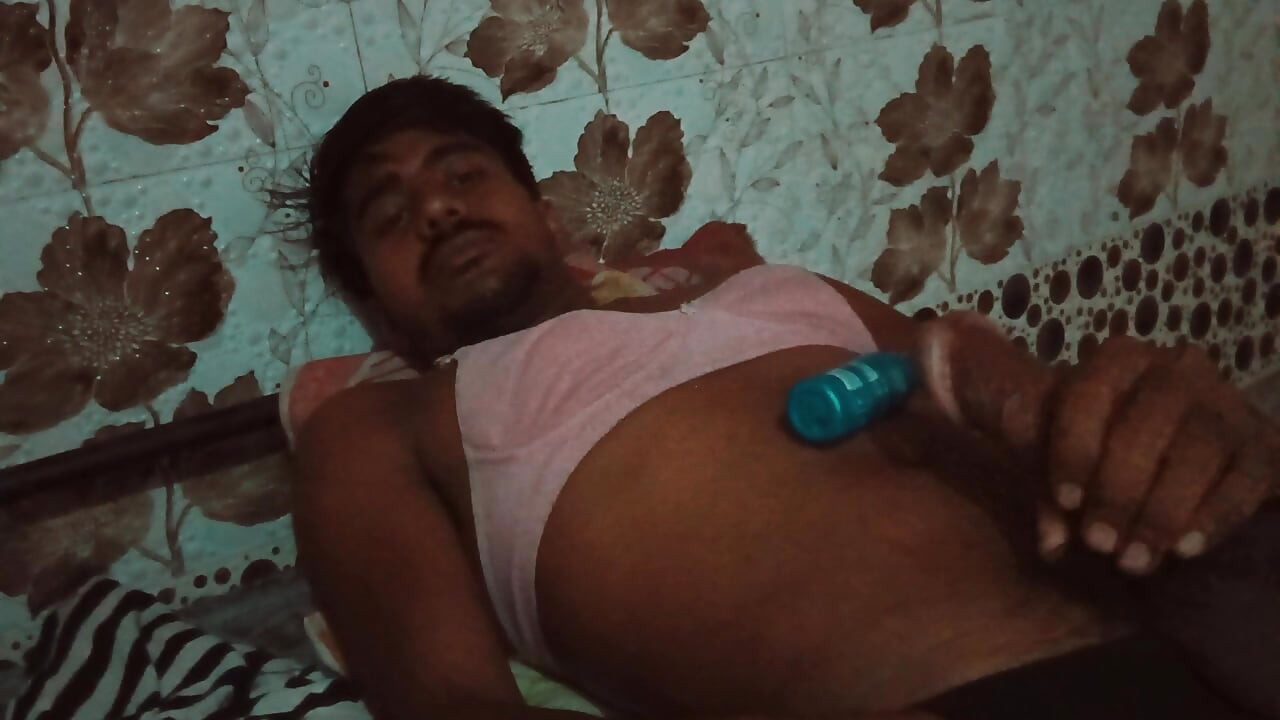Massage of a big penis with black hair