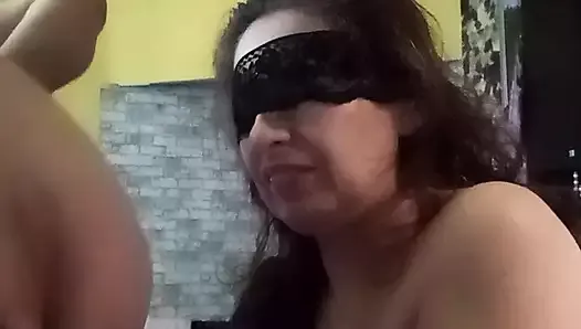 The crazy wife bites, licks her husband's ass and finger him