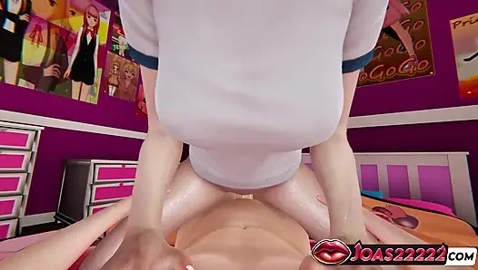 Wet marie rose - pOV-cowgirl fickt auf dem bett mit Nahaufnahme, Heben gefesselten fick mit stöhnen gefüllt und anal für engen arsch