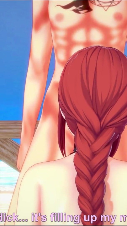 Makima blowjob on the beach - chainsaw man | Clip 1