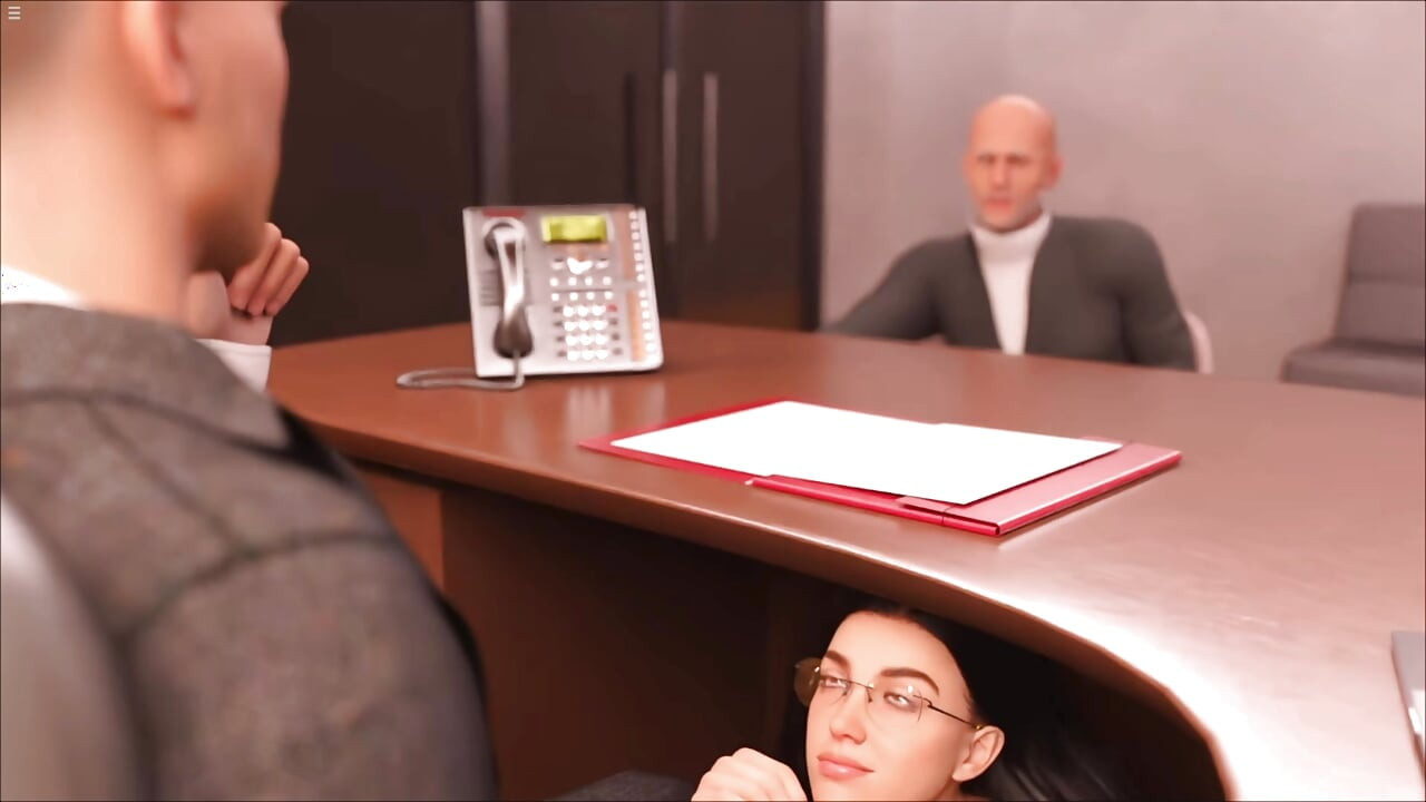 Secretary Girl Jerking Boss Big Cock Under Desk While He Is In Office Meeting