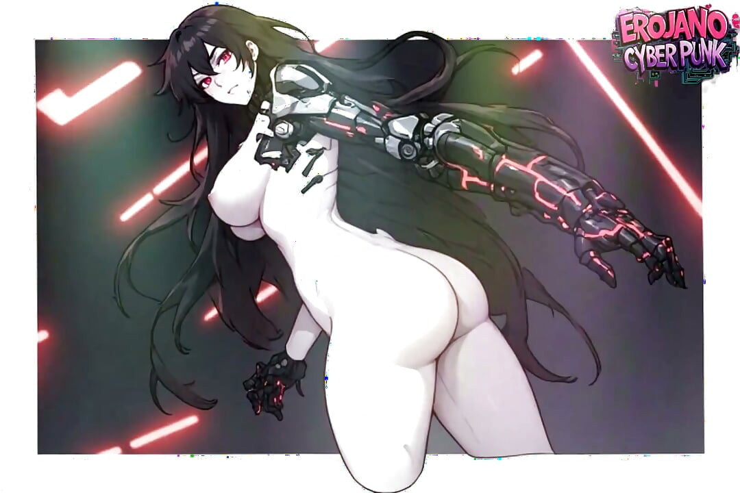 Naked Anime Cyborg - Tall Slim Girl with Manhwa Dark Style Robotic Arm