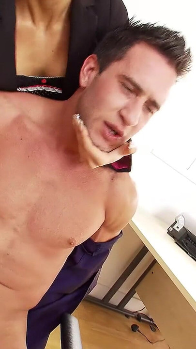 Jaw-dropping moment from "Femdom FFM Threesome Sex for Big Dick Guy by two Sexy Girls in Office"