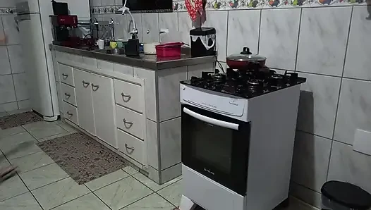 Maid had her ass used while washing dishes.