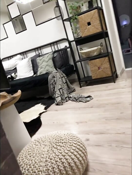 Latex maid service in high heels and chains