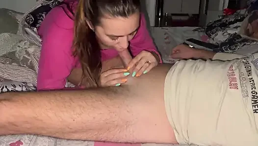 Morning Blowjob and Deepthroat with My Hot Wife