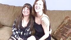 Amateur housewives try each other's pussies for licking and fucking with dildos
