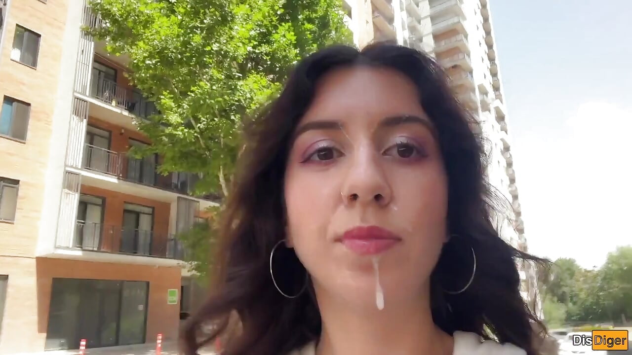 Girl Asks to Cum on Her Face for Cumwalk on the Streets - Blowjob