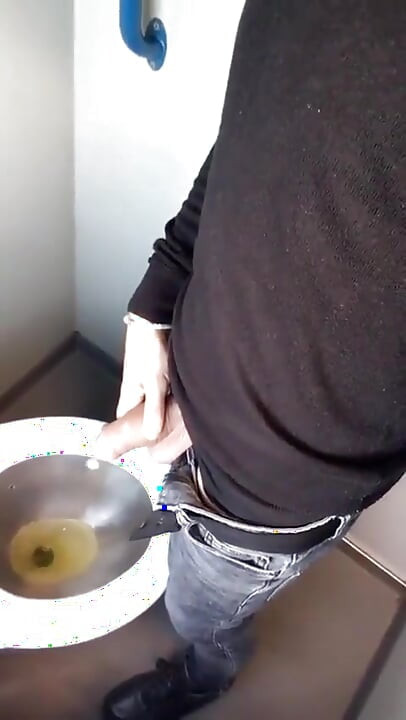 Piss with Low Hanging Balls on the Train Toilet
