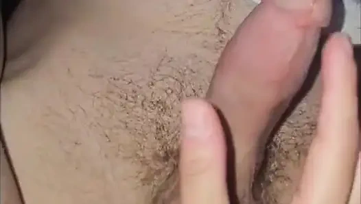 Milking the pre cum out of his hard cock