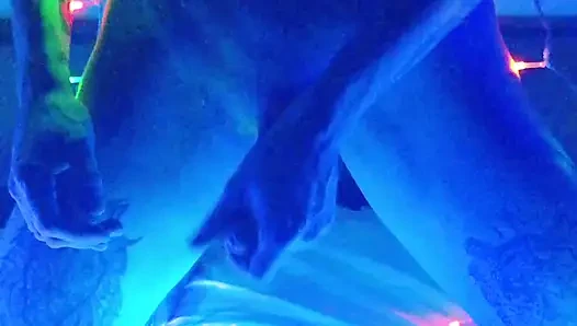 Jerking off in Christmas Lights