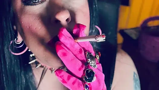 She's The Best At What She Does! Tina Snua Lighting Up A Cigarette With Matches & Smoking In Gloves