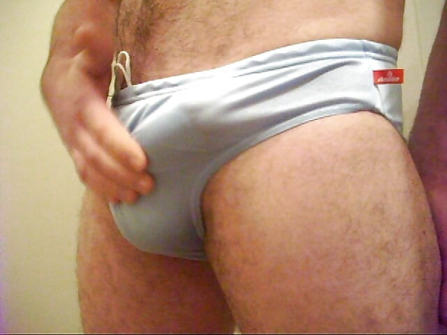 Rubbing my bulge and cum in my aussiebum speedo briefs.
