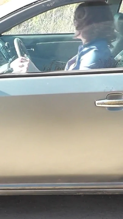 Jaw-dropping moment from "In car of sexy Milf Platinum broke auto navigator No panties"