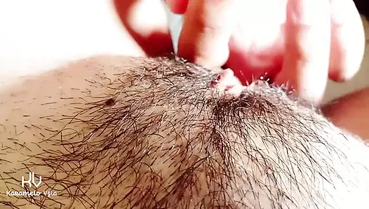 POV: My husband explores my hairy pussy, licking and kissing until he brings me to a delicious Real Orgasm