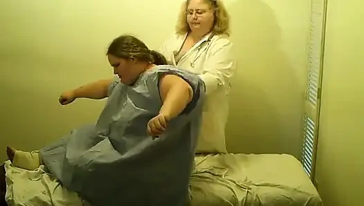 Angie Fell down here she is in the exam room with Nurse Vicki