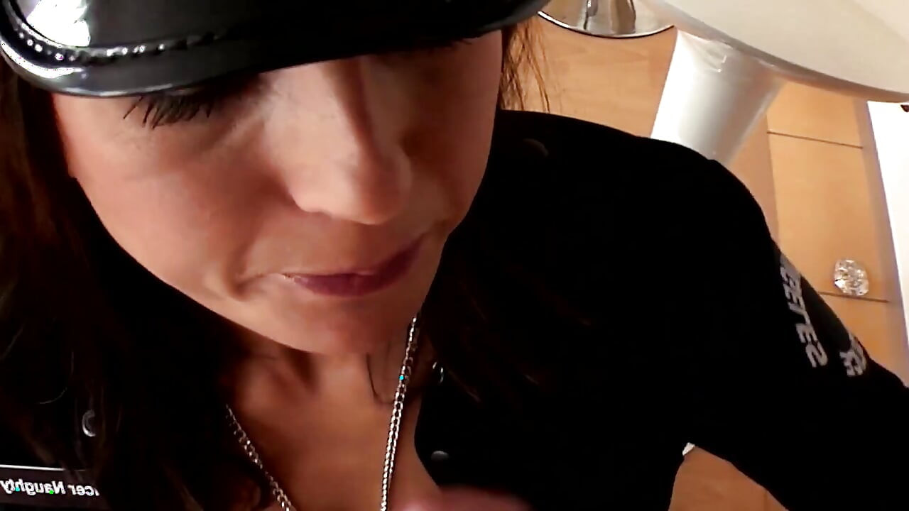 Squirting Cop Slut Drenches Couch in Golden Shower