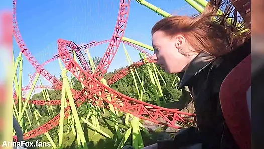 Adrenaline from Coasters Makes Her Soaked - Rips Fishnet Stockings & Destroys Her with Deep Fuck POV