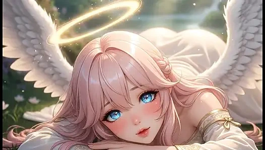 Хентай Ангел с большими сиськами мастурбирует