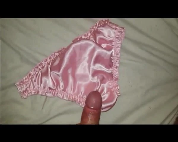 Wife's Pink Satin Panties Gets Another Load