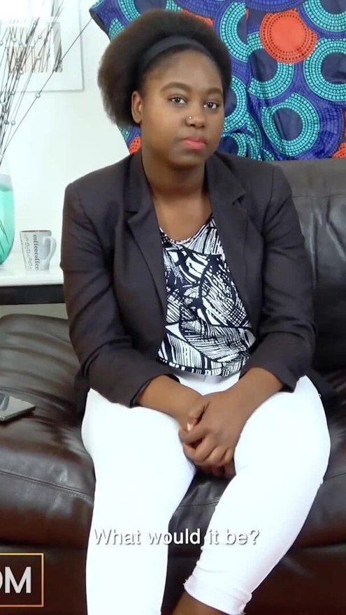 I made this CURVACEOUS BIG TITS BLACK model earn her escape... with sloppy FACEFUCK - African Casting | Clip 1