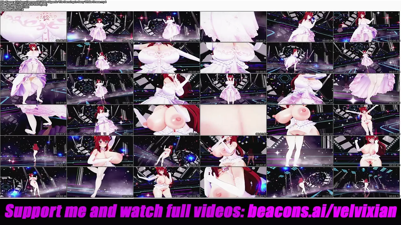 Sexy Demon Girl With Gigantic Tits Dancing In Sexy White Dress (3D HENTAI)