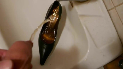 Piss in wifes high heeled classic pump