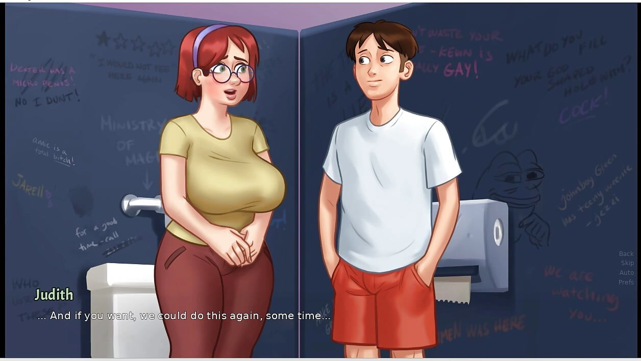 Summertime saga - gameplay - roleplay - taboo - judith big saggy boobs pressing and handjob