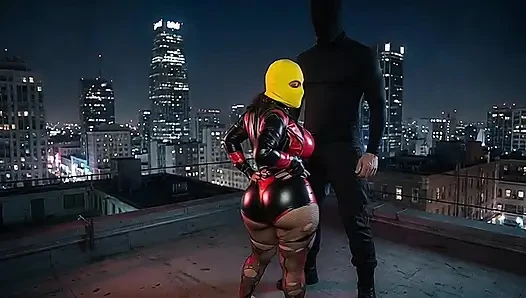 Petite Big Ass Girl in Yellow Balaclava Dominated on Rooftop