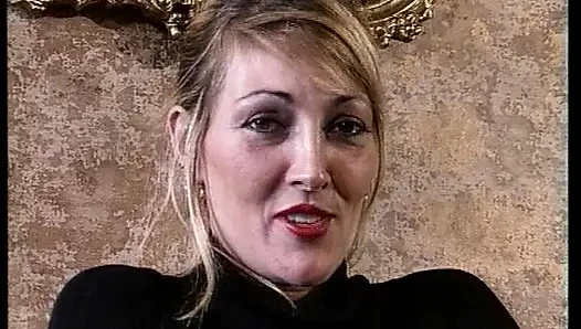 Pretty German lady stuffing herself in solo action