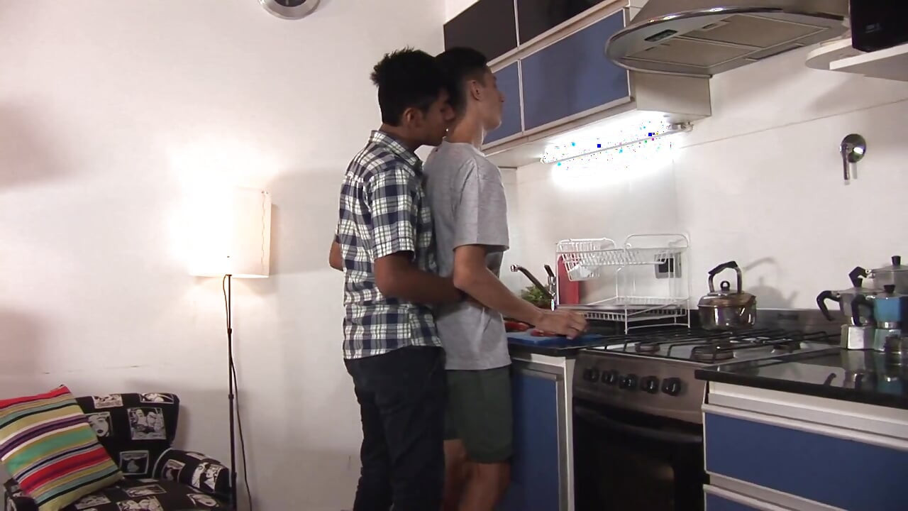 Drilling his bitch ass hard in the kitchen