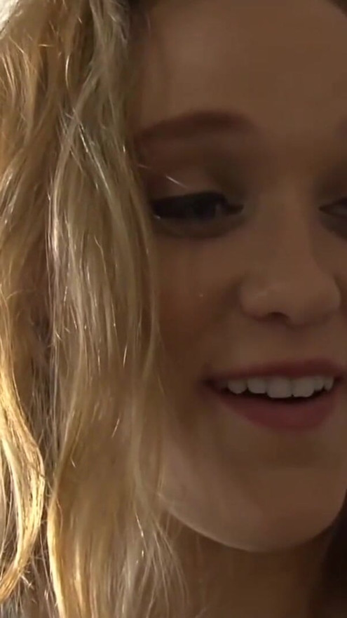 Cute curly hair blonde lesbian in solo action and then a mature milf starts licking all her holes | Clip 1