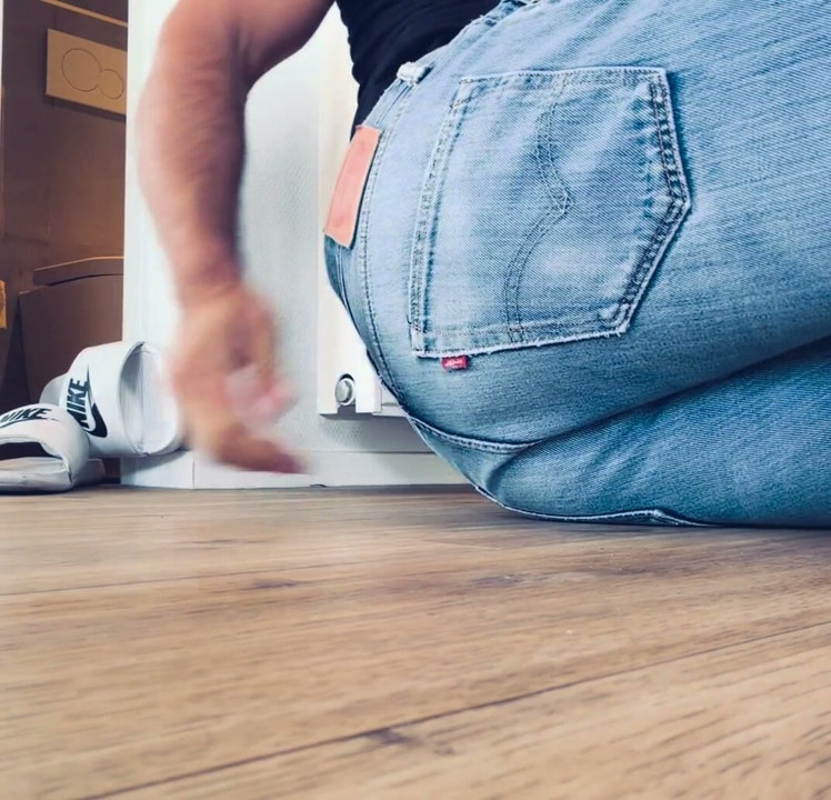 Piss Levis Jeans while friend is next door