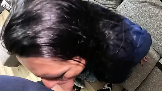 Rainy Night Downjacket Deepthroat Messy Blowjob Double Cum